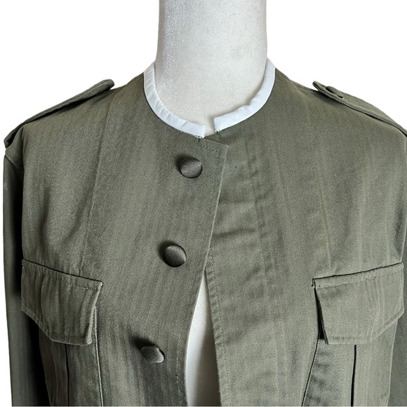 Harvey Faircloth Military Jacket with Leather Trim & Lamb Shearling Cuffs Small - Picture 8 of 17